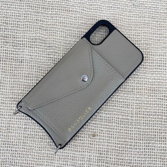 Bandolier Iphone X Leather Case, Tan Black, Strap Hooks, Snap Pocket, MagSafe - Picture 1 of 3